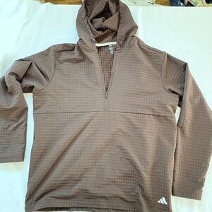 Adidas Women Brown Waffle Grid Half Zip Hoodie Pullover ADVR01996 Size Large
